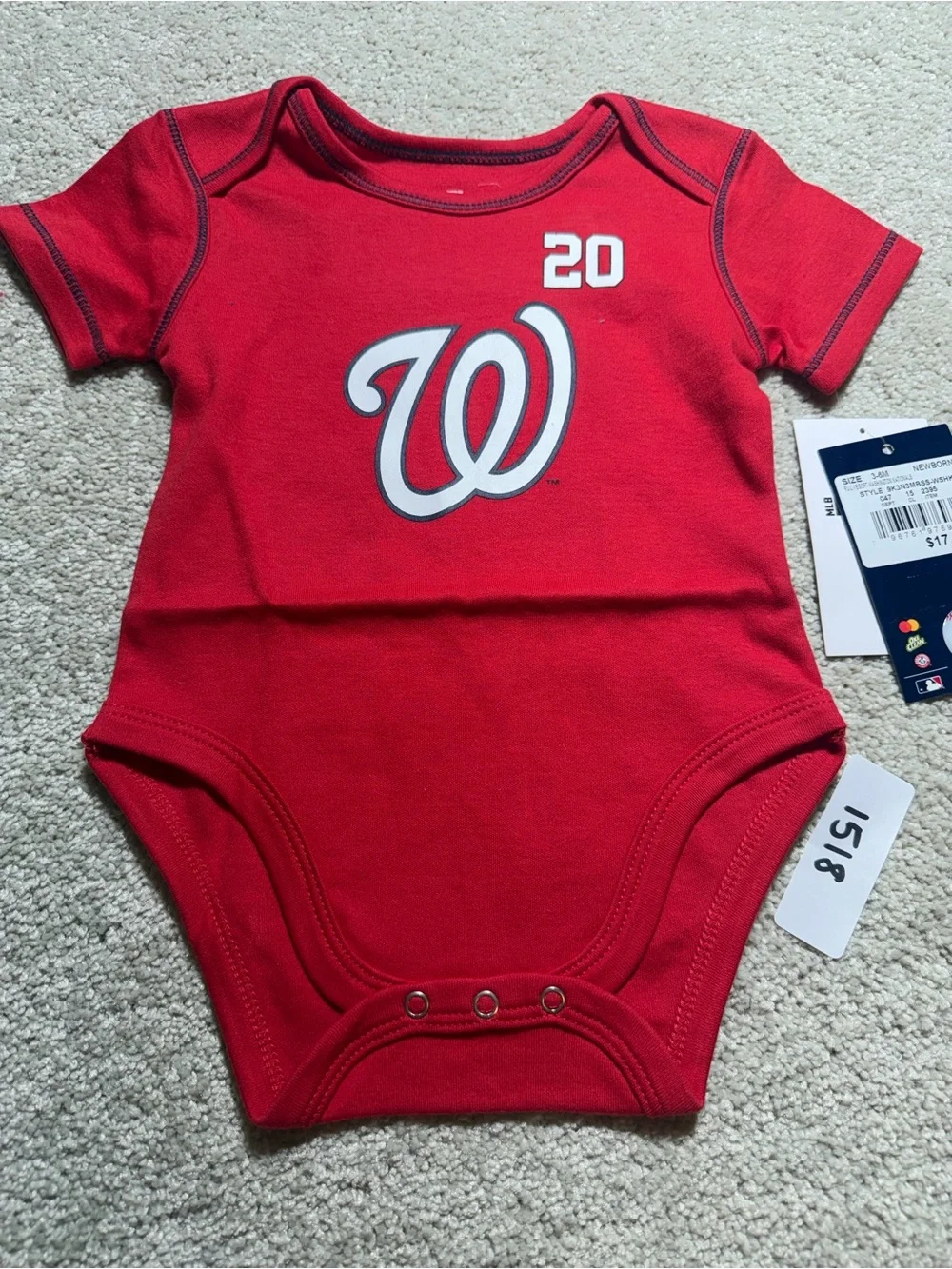 MLB Washington Nationals Baby One Piece SIZE 3-6 MONTHS New With Tags.
